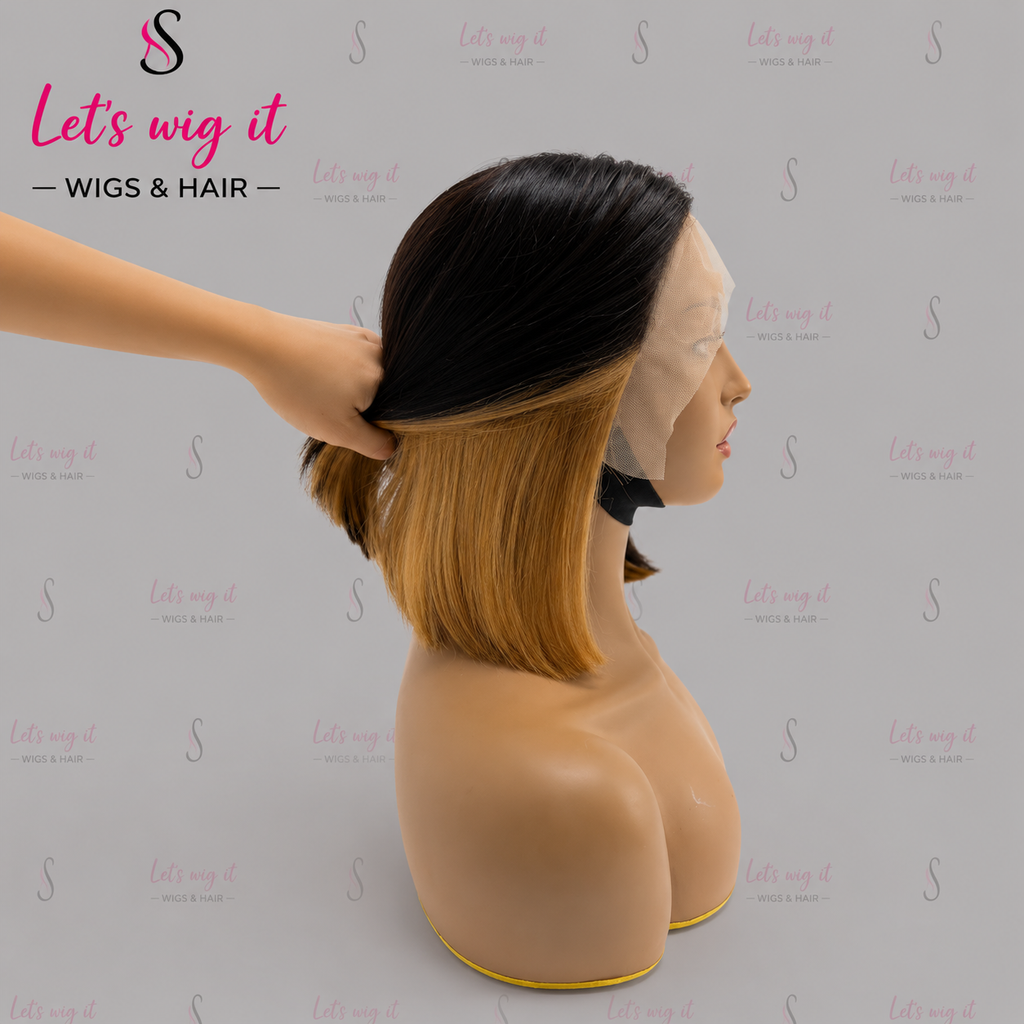 200% Density T-Part Honey Blonde Peekaboo Color Bob Wig 10 Inch