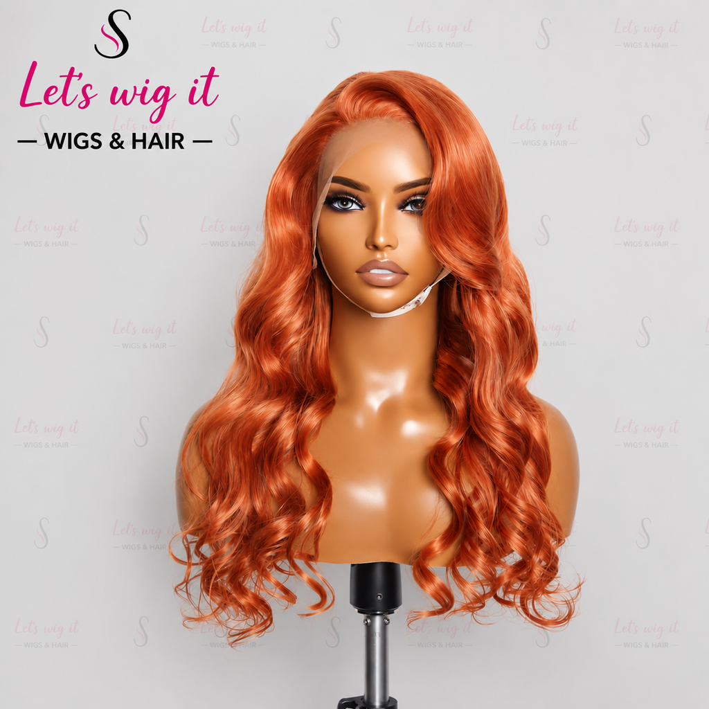 150% Density 13x4 Pre-Plucked Free Part Lace Frontal Wig Body Wave 24 Inches Copper/Orange