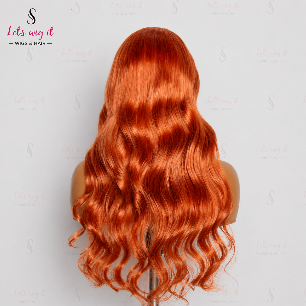 150% Density 13x4 Pre-Plucked Free Part Lace Frontal Wig Body Wave 24 Inches Copper/Orange