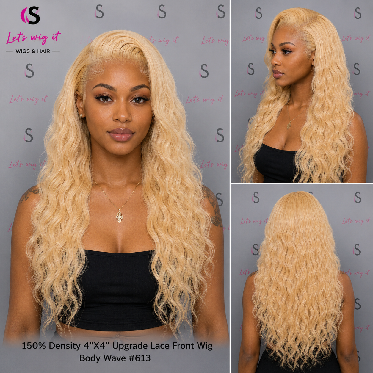 150% Density 4x4 Upgrade Lace Front Wig Body Wave #613